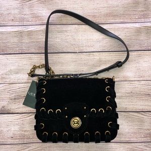 Ralph Lauren Millbrook Black Velvet Crossbody
